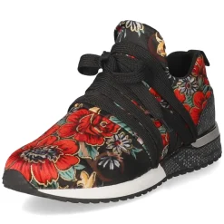 Low Sneaker - Velvet Black / Red Flower