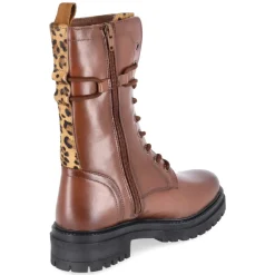 Schnürstiefel - Cognac/Leopard