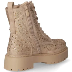 Schnürstiefeletten - beige micro/ stones