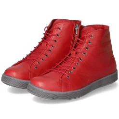 Schnürstiefeletten - chili/grau