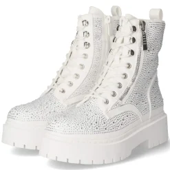 Schnürstiefeletten - white micro/ stones