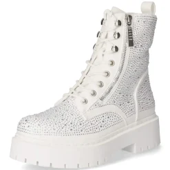 Schnürstiefeletten - white micro/ stones