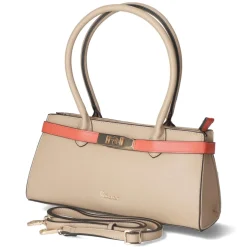 Schultertasche - taupe/coral