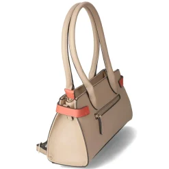 Schultertasche - taupe/coral